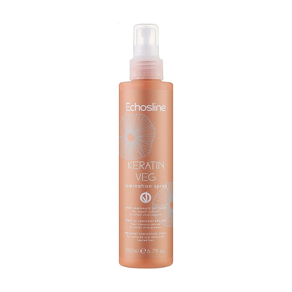 Уцінка! Ламінувальний спрей Echosline Keratin Veg Lamination Spray для фарбованого та хімічно обробленого волосся, з кератином, 200 мл